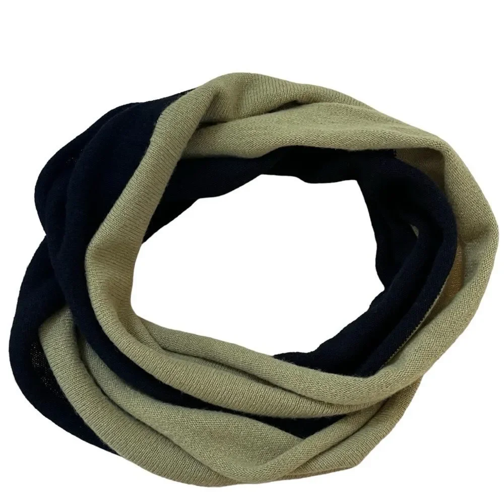 Brodie Cashmere Color-block 100% Cashmere Infinity Scarf In Green Black NWOT